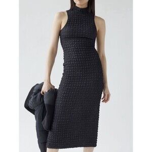 Urban Outfitters Black Bubble Knit Textured Sleeveless Midi Dress Size Medium